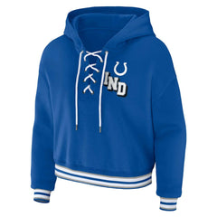WEAR by Erin Andrews Women's Plus Size Lace-Up Pullover Hoodie - Indianapolis Colts