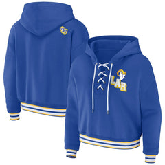 WEAR by Erin Andrews Women's Plus Size Lace-Up Pullover Hoodie - Los Angeles Rams