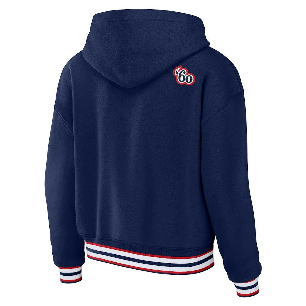 WEAR by Erin Andrews Women's Plus Size Lace-Up Pullover Hoodie - New England Patriots