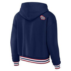 WEAR by Erin Andrews Women's Plus Size Lace-Up Pullover Hoodie - New England Patriots