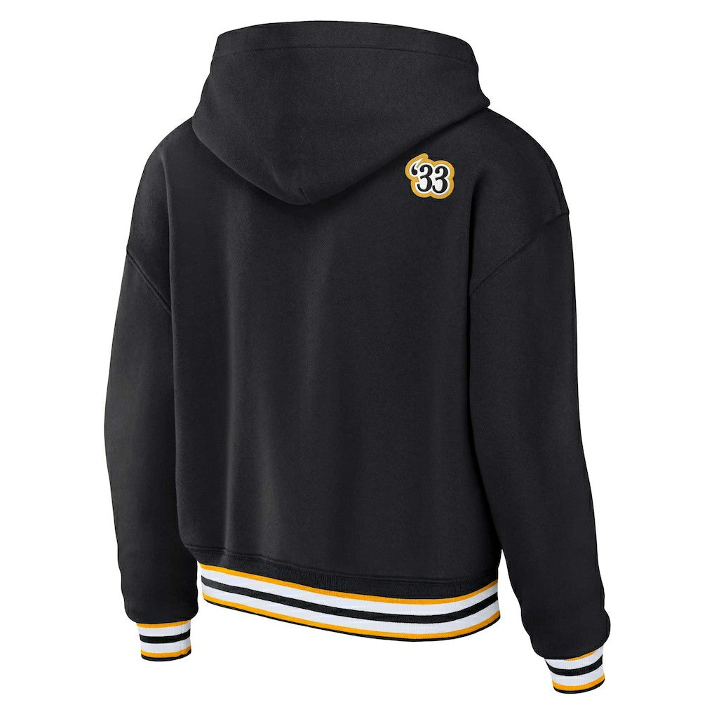 WEAR by Erin Andrews Women's Plus Size Lace-Up Pullover Hoodie - Pittsburgh Steelers