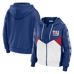 WEAR by Erin Andrews Women's Plus Size Color Block Full-Zip Hoodie - New York Giants