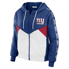 WEAR by Erin Andrews Women's Plus Size Color Block Full-Zip Hoodie - New York Giants