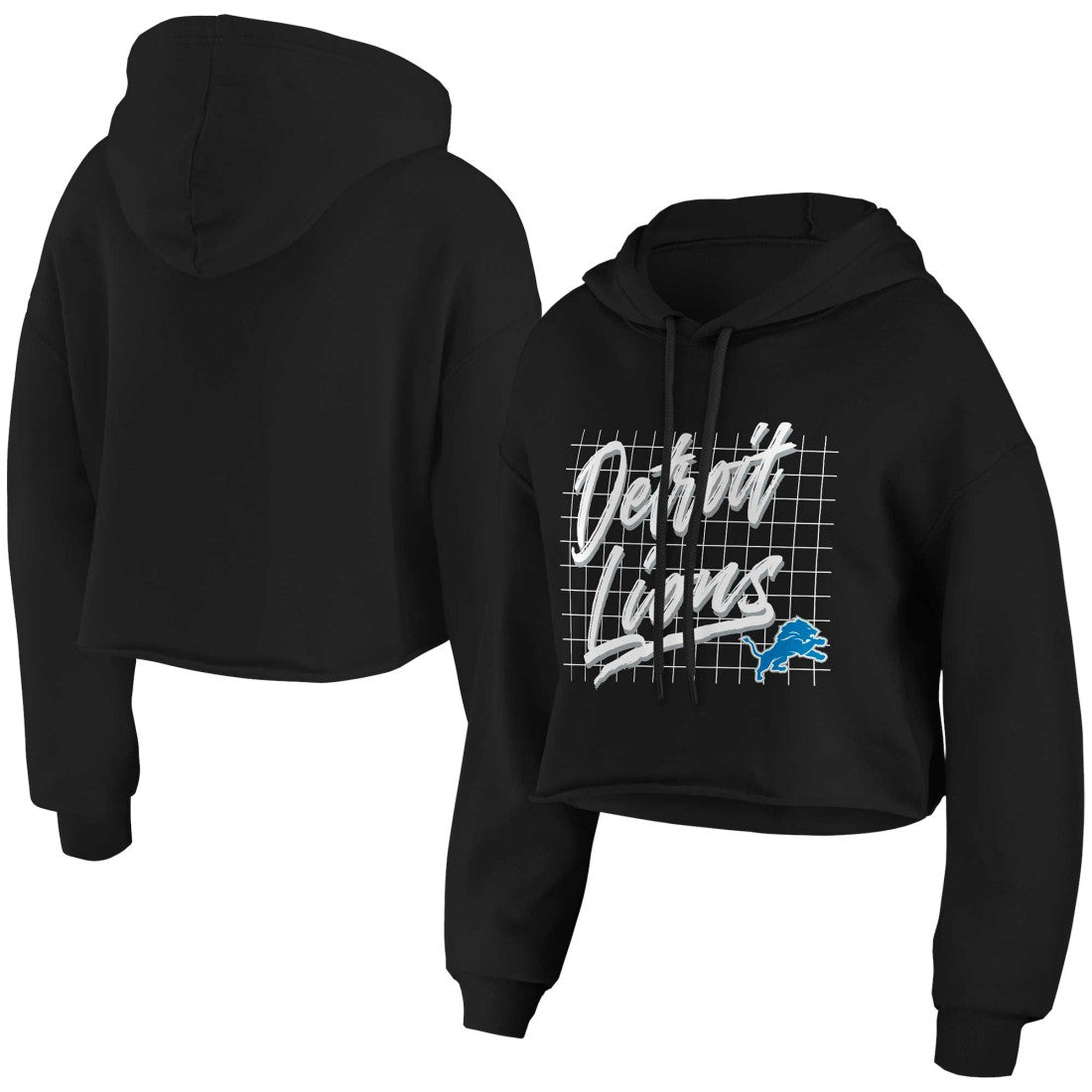 WEAR by Erin Andrews Women's Domestic Cropped Pullover Hoodie - Detroit Lions