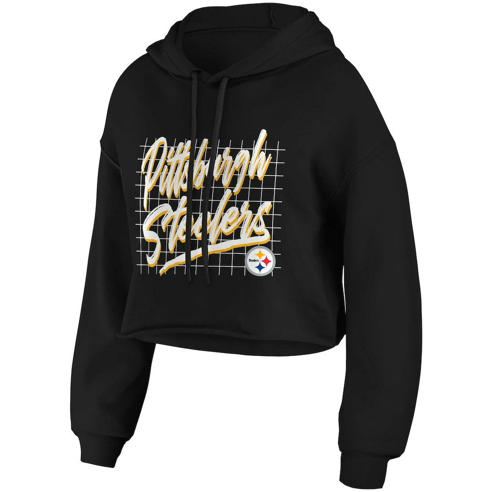 WEAR by Erin Andrews Women's Domestic Cropped Pullover Hoodie - Pittsburgh Steelers
