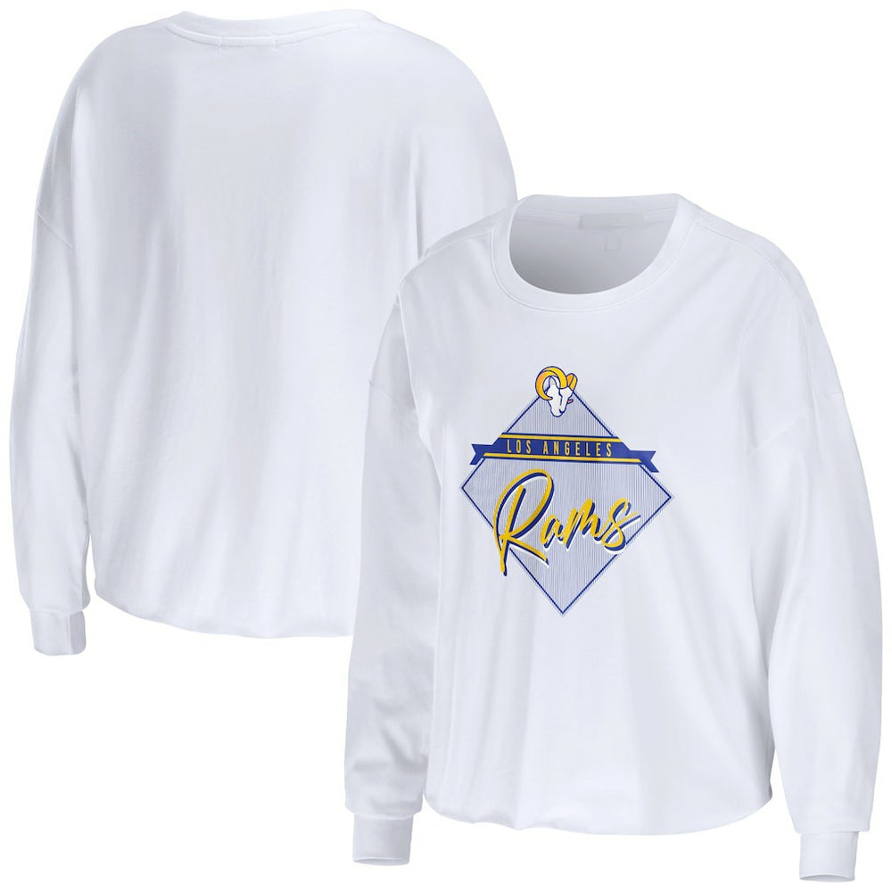 WEAR by Erin Andrews Women's Domestic Cropped Long Sleeve T-Shirt - Los Angeles Rams