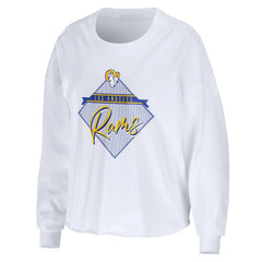 WEAR by Erin Andrews Women's Domestic Cropped Long Sleeve T-Shirt - Los Angeles Rams