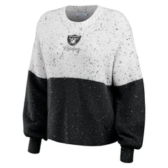 WEAR by Erin Andrews Women's Lighweight Modest Crop Color-Block Pullover Sweater - Las Vegas Raiders