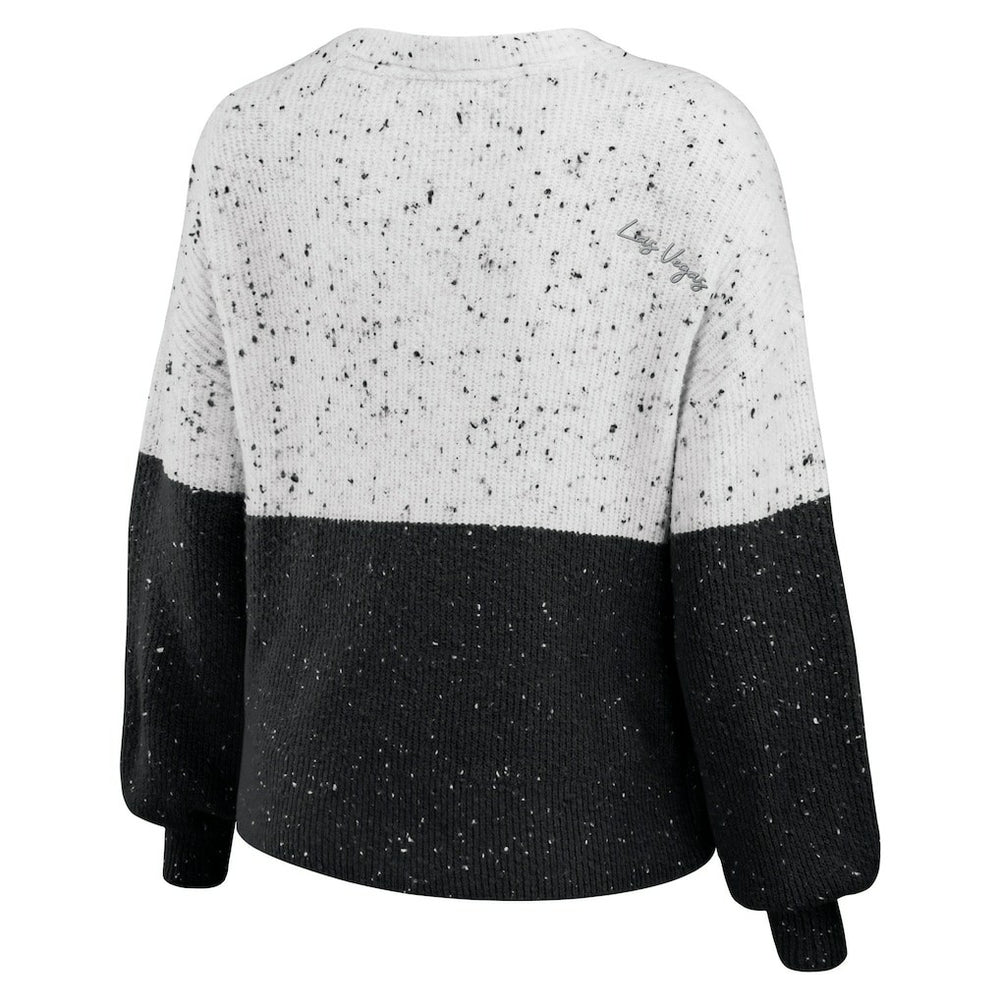 WEAR by Erin Andrews Women's Lighweight Modest Crop Color-Block Pullover Sweater - Las Vegas Raiders