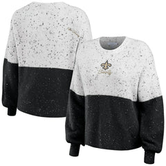 WEAR by Erin Andrews Women's Lighweight Modest Crop Color-Block Pullover Sweater - New Orleans Saints