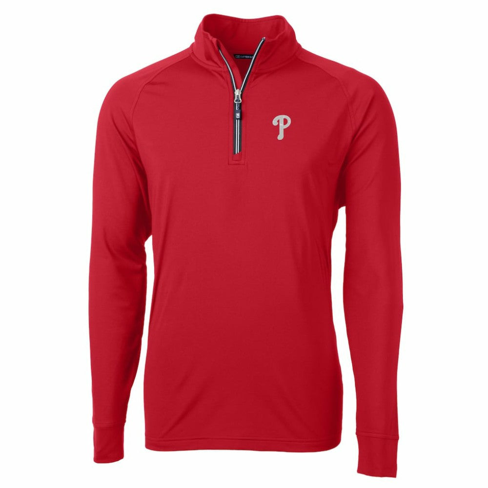 MLB Philadelphia Phillies Cutter & Buck Adapt Eco Knit Stretch Recycled Quarter-Zip Pullover Top