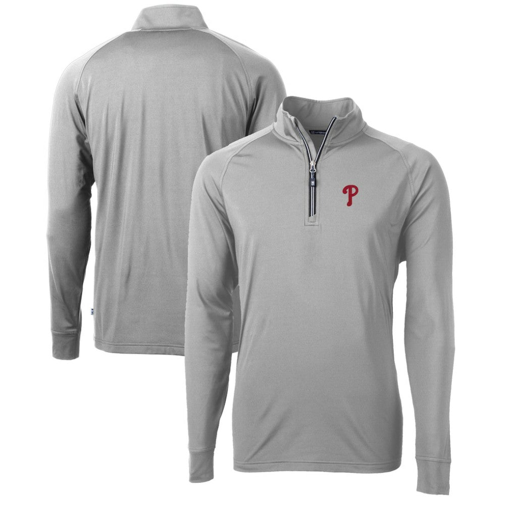 MLB Philadelphia Phillies Cutter & Buck Adapt Eco Knit Stretch Recycled Quarter-Zip Pullover Top