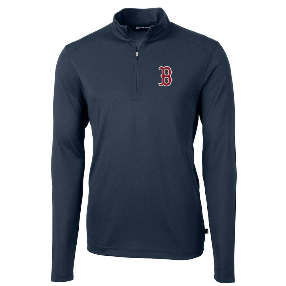 MLB Boston Red Sox Cutter & Buck Virtue Eco Pique Recycled Quarter-Zip Pullover Top