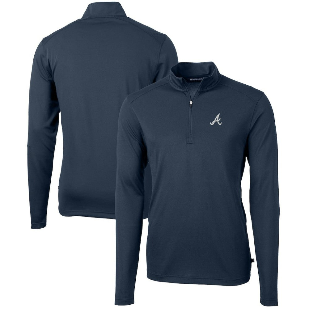 MLB Atlanta Braves Cutter & Buck Virtue Eco Pique Recycled Quarter-Zip Pullover Top