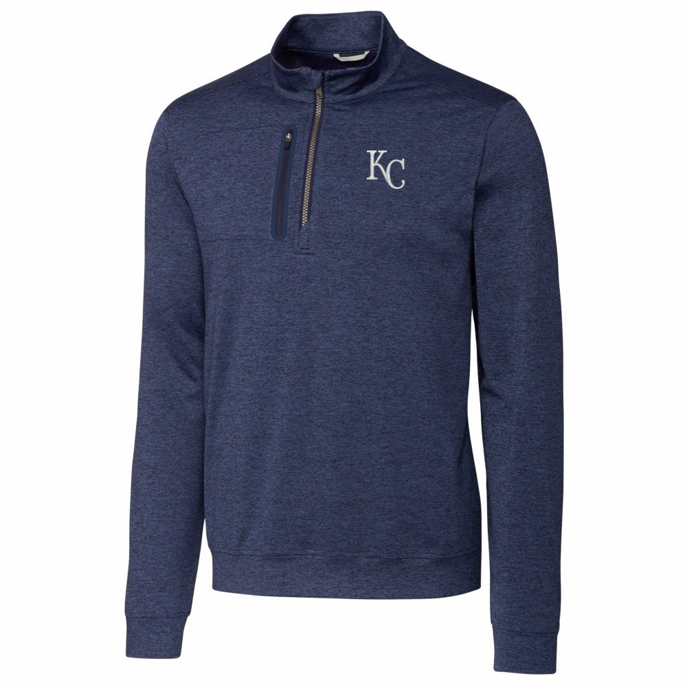 MLB Kansas City Royals Cutter & Buck Stealth Heathered Quarter-Zip Pullover Top