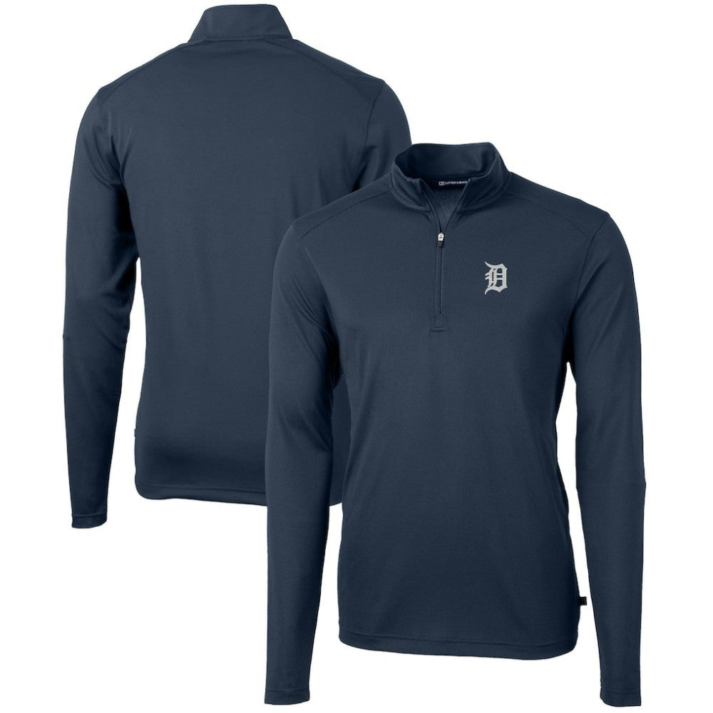 MLB Detroit Tigers Cutter & Buck Virtue Eco Pique Recycled Quarter-Zip Pullover Top
