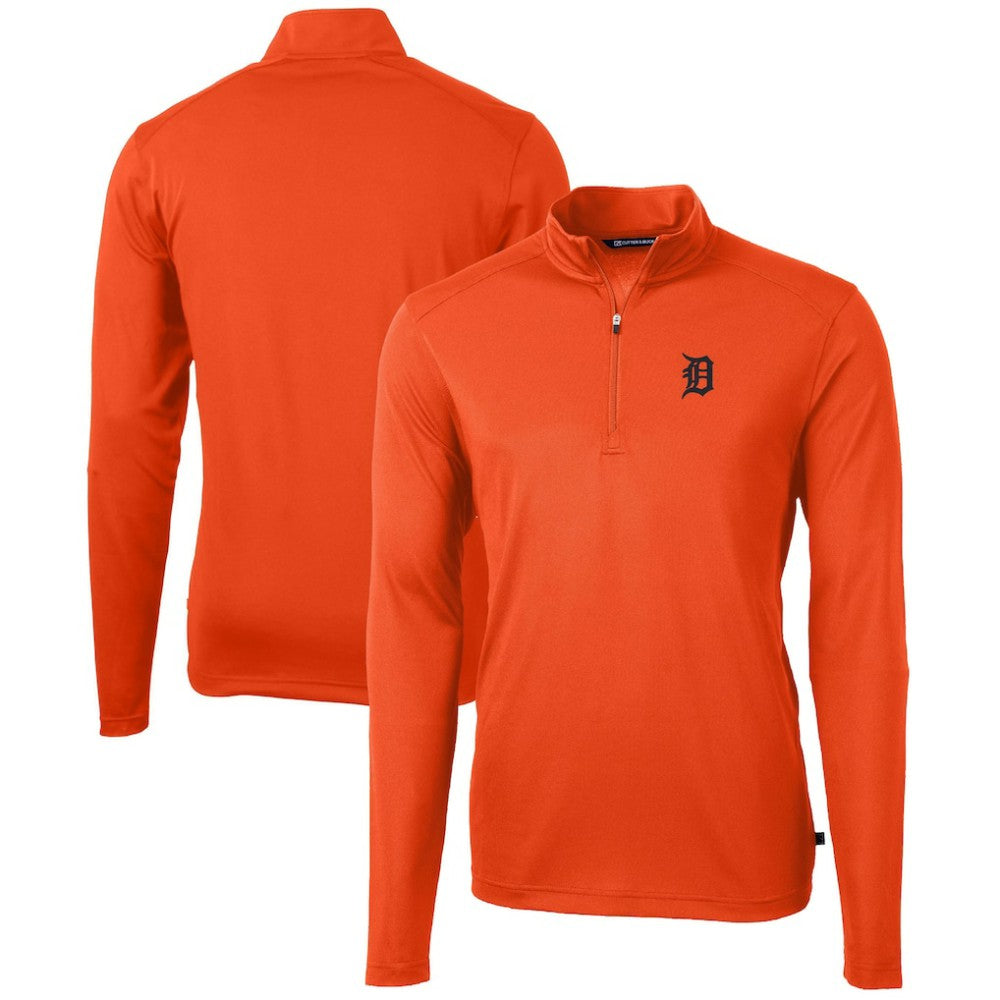 MLB Detroit Tigers Cutter & Buck Virtue Eco Pique Recycled Quarter-Zip Pullover Top