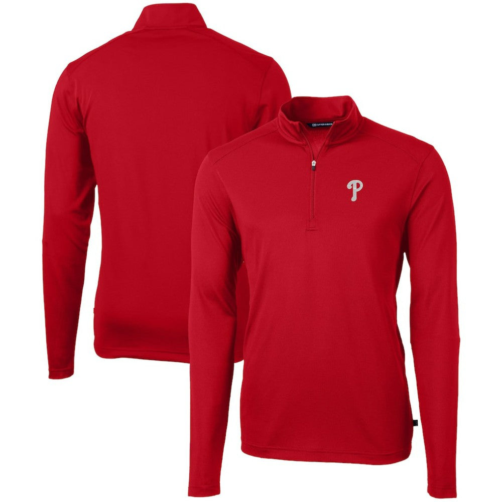 MLB Philadelphia Phillies Cutter & Buck Virtue Eco Pique Recycled Quarter-Zip Pullover Top