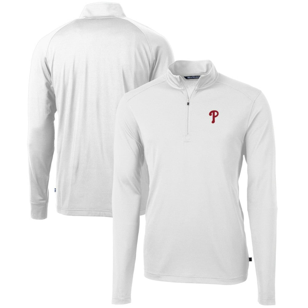 MLB Philadelphia Phillies Cutter & Buck Virtue Eco Pique Recycled Quarter-Zip Pullover Top
