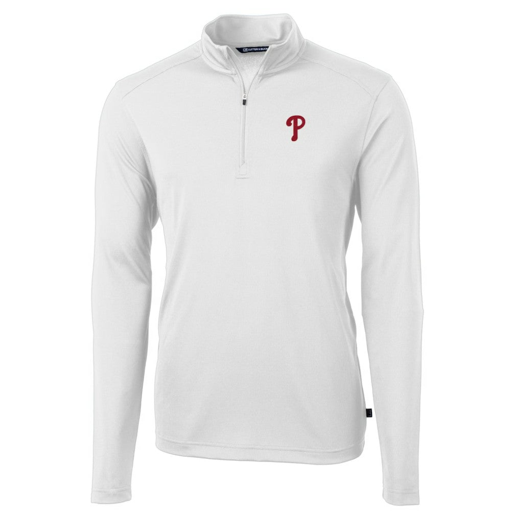 MLB Philadelphia Phillies Cutter & Buck Virtue Eco Pique Recycled Quarter-Zip Pullover Top