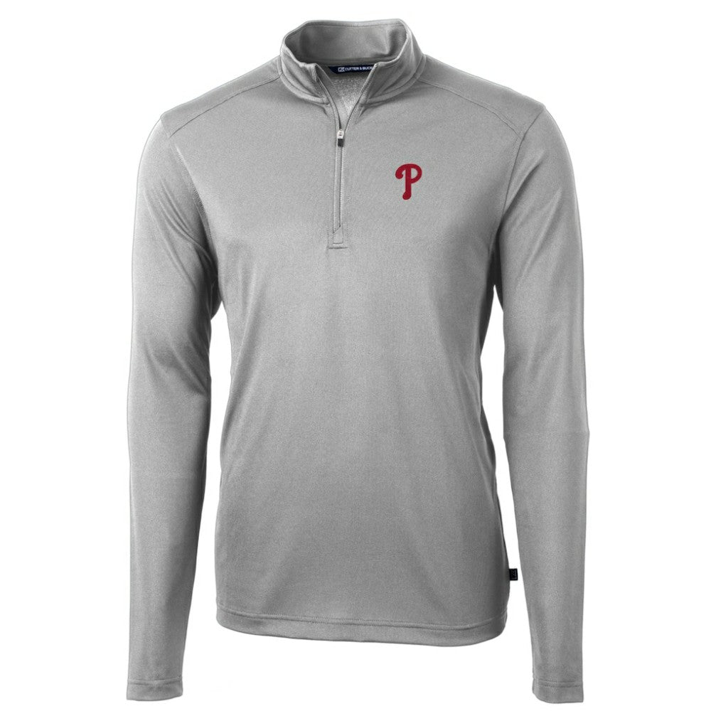 MLB Philadelphia Phillies Cutter & Buck Virtue Eco Pique Recycled Quarter-Zip Pullover Top