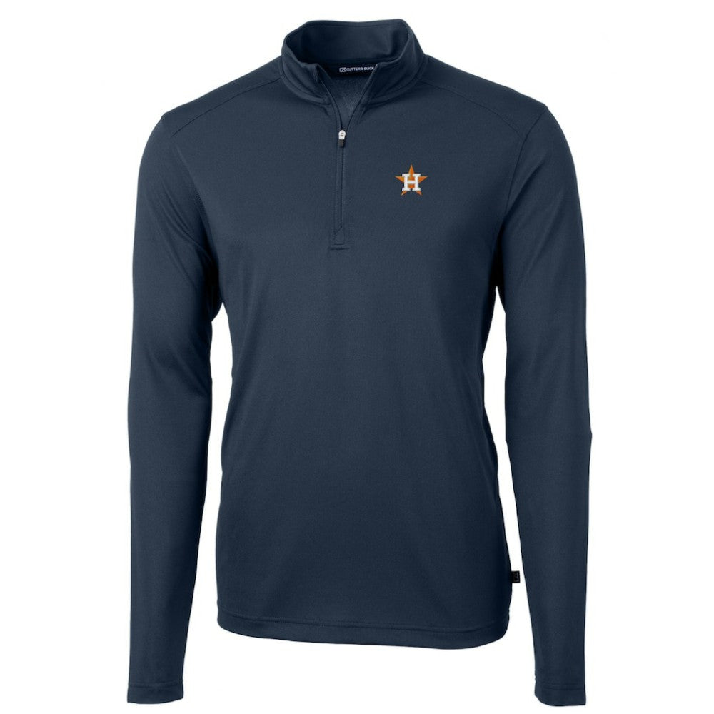 MLB Houston Astros Cutter & Buck Virtue Eco Pique Recycled Quarter-Zip Pullover Top