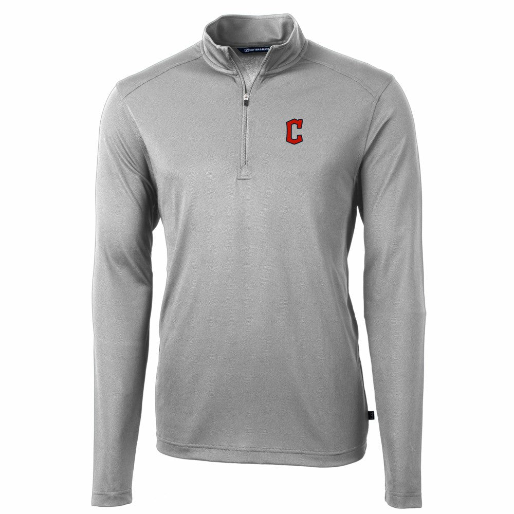 MLB Cleveland Guardians Cutter & Buck Virtue Eco Pique Recycled Quarter-Zip Pullover Top