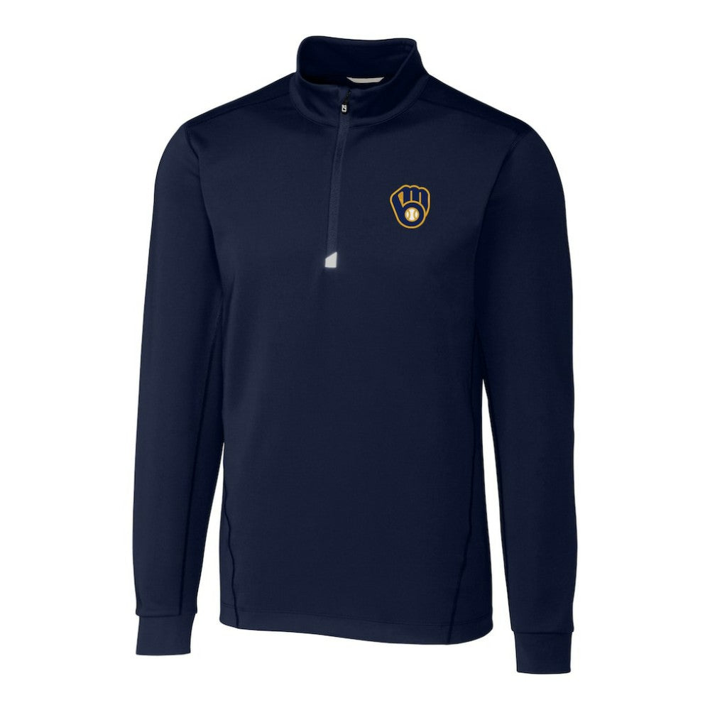 MLB Milwaukee Brewers Cutter & Buck Big & Tall Traverse Stretch Quarter-Zip Pullover Top