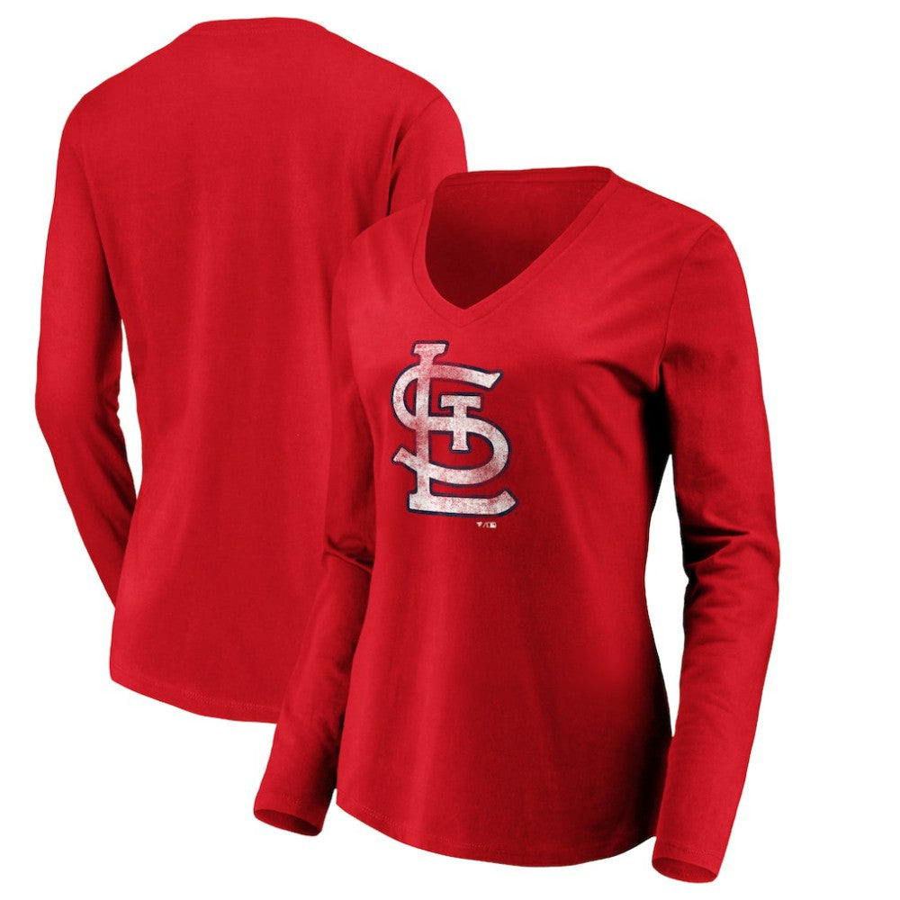 MLB St. Louis Cardinals Women's Team Long Sleeve V-Neck T-Shirt