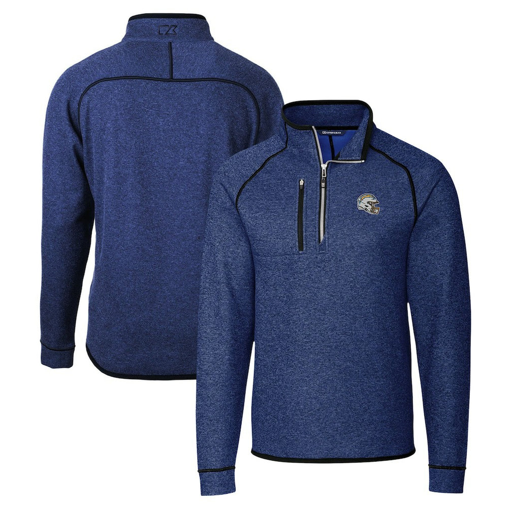 Cutter & Buck Helmet Mainsail Sweater-Knit Half-Zip Pullover Jacket - Los Angeles Chargers