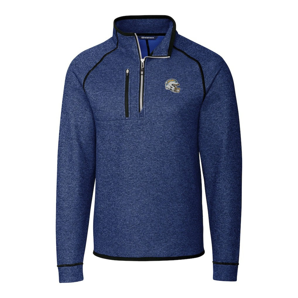 Cutter & Buck Helmet Mainsail Sweater-Knit Half-Zip Pullover Jacket - Los Angeles Chargers