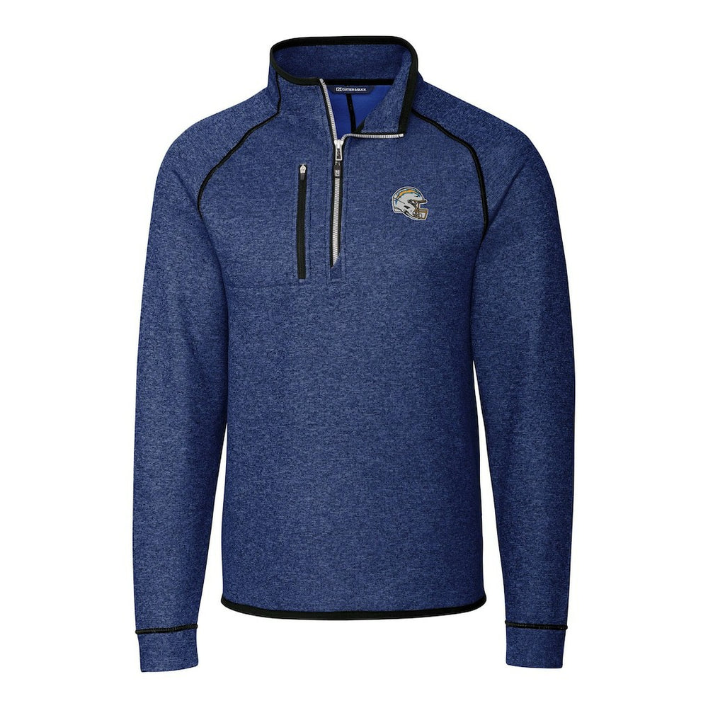 Cutter & Buck Helmet Mainsail Sweater-Knit Half-Zip Pullover Jacket - Los Angeles Chargers