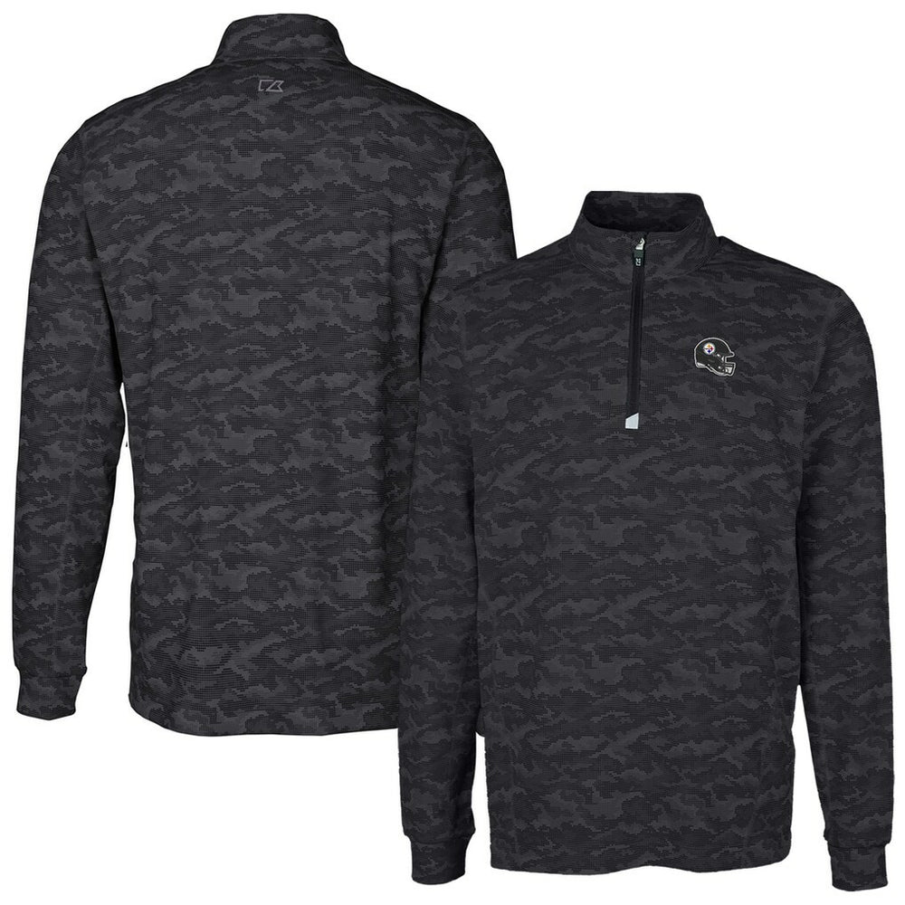 Cutter & Buck Helmet Traverse Camo Print Stretch Quarter-Zip Pullover Top - Pittsburgh Steelers