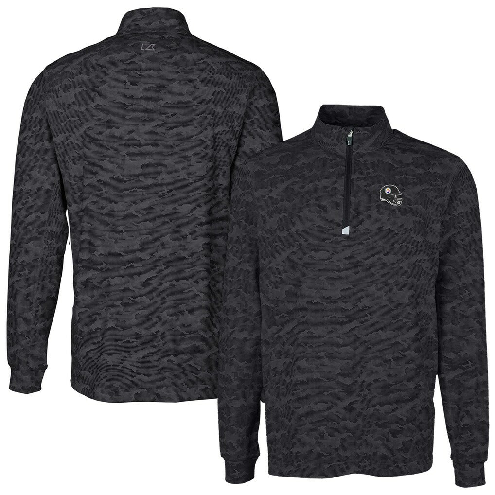 Cutter & Buck Helmet Traverse Camo Print Stretch Quarter-Zip Pullover Top - Pittsburgh Steelers