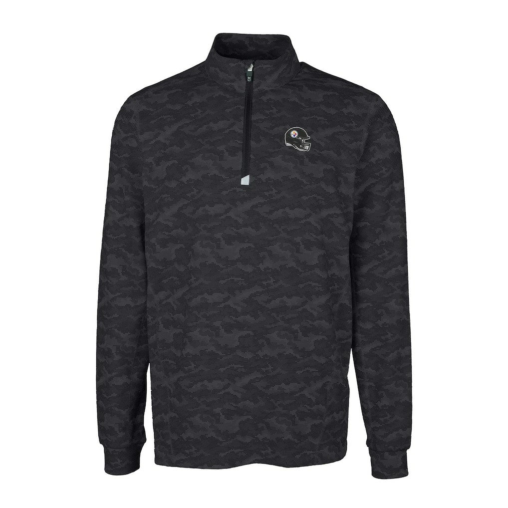 Cutter & Buck Helmet Traverse Camo Print Stretch Quarter-Zip Pullover Top - Pittsburgh Steelers