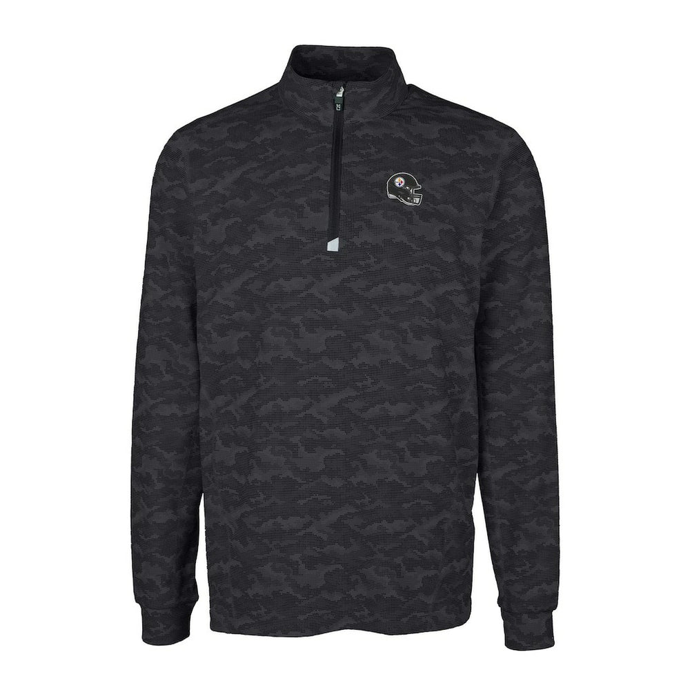 Cutter & Buck Helmet Traverse Camo Print Stretch Quarter-Zip Pullover Top - Pittsburgh Steelers