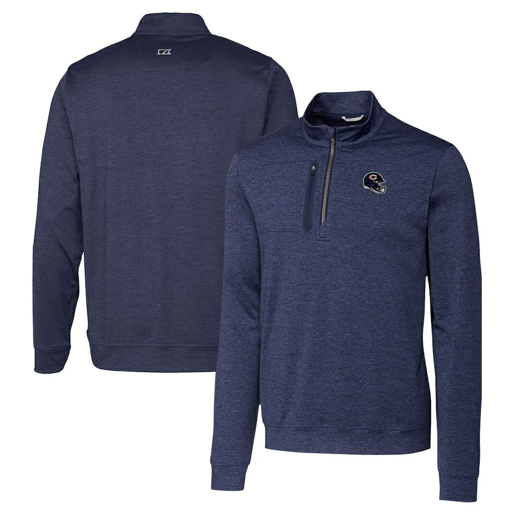Cutter & Buck Helmet Stealth Heathered Quarter-Zip Pullover Top - Chicago Bears