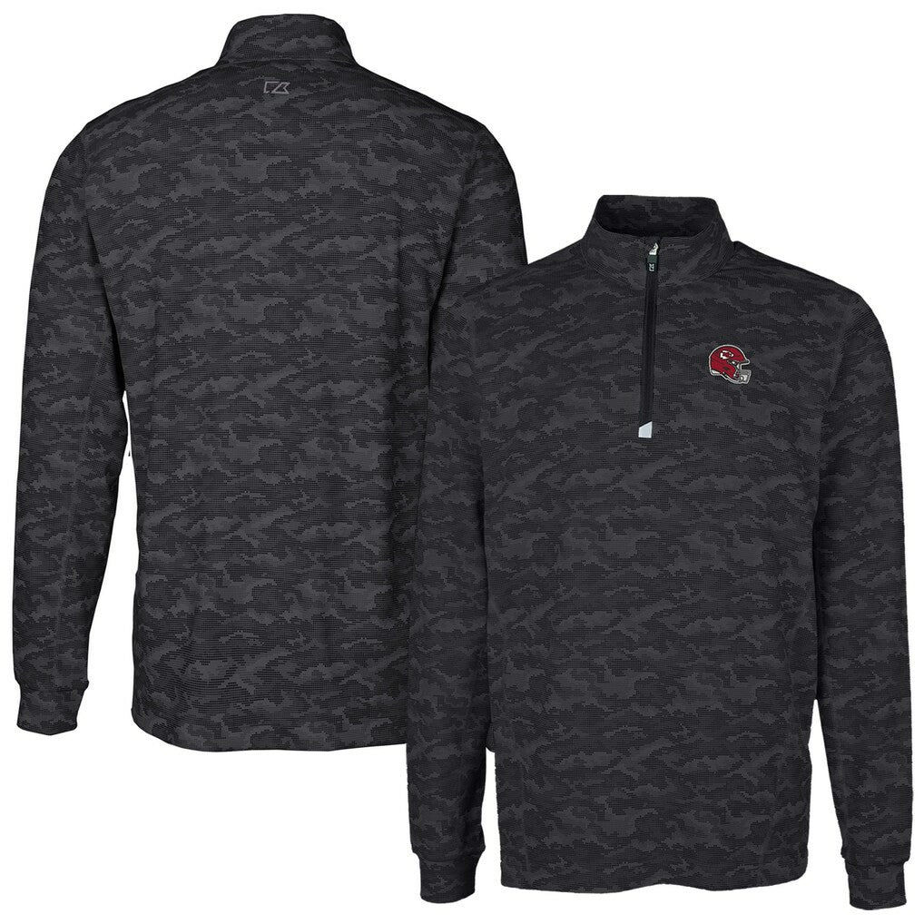 Cutter & Buck Helmet Traverse Camo Print Stretch Quarter-Zip Pullover Top - Kansas City Chiefs