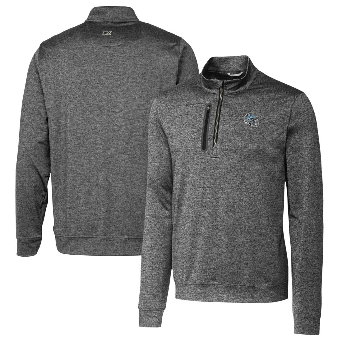 Cutter & Buck Helmet Stealth Heathered Quarter-Zip Pullover Top - Detroit Lions