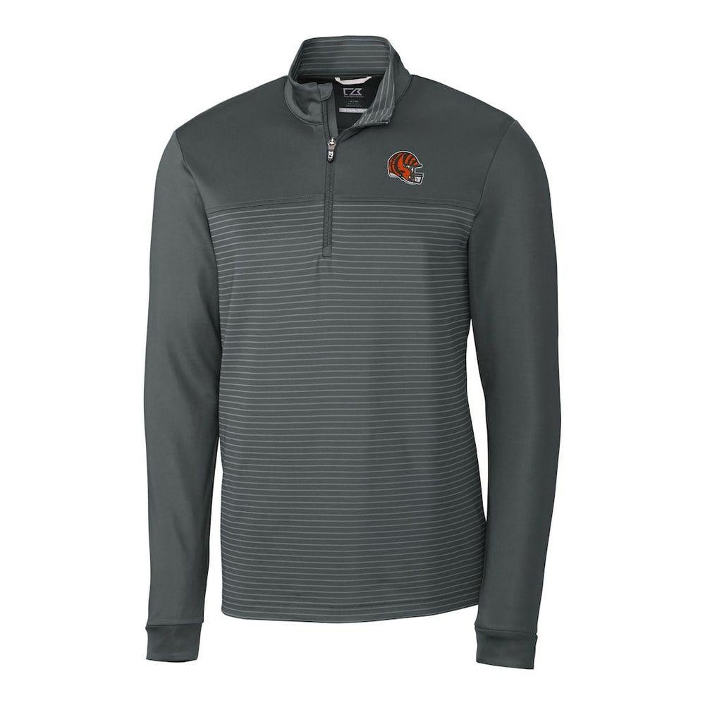 Cutter & Buck Traverse Stripe Stretch Quarter-Zip Pullover Top - Cincinnati Bengals