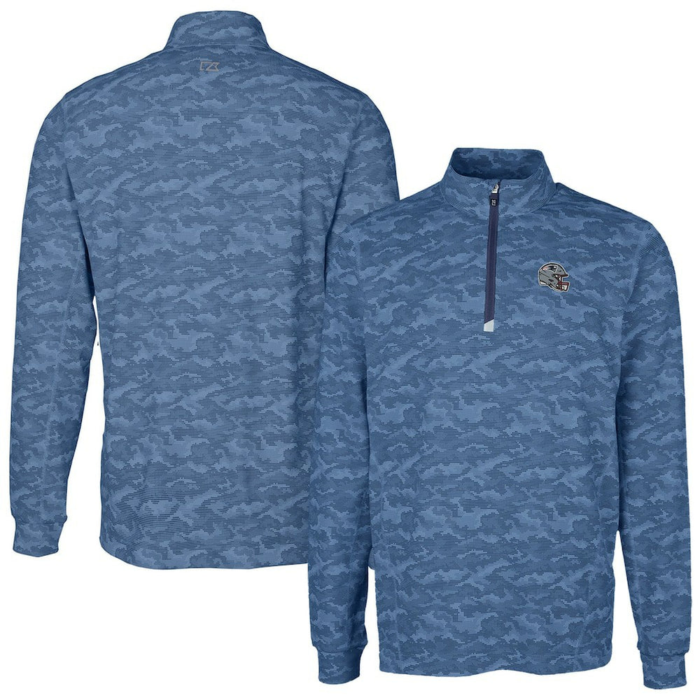 Cutter & Buck Helmet Traverse Camo Print Stretch Quarter-Zip Pullover Top - New England Patriots