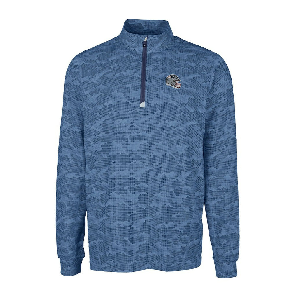 Cutter & Buck Helmet Traverse Camo Print Stretch Quarter-Zip Pullover Top - New England Patriots