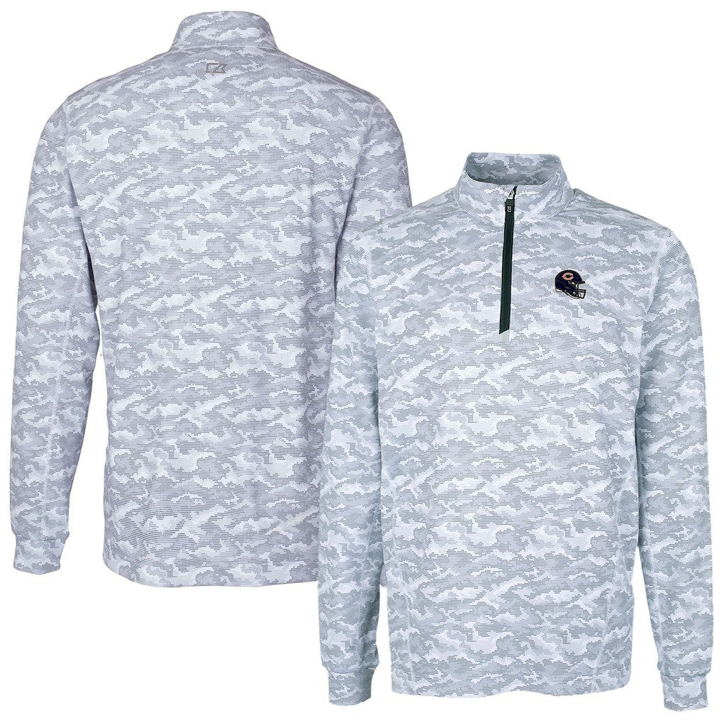 Cutter & Buck Helmet Traverse Camo Print Stretch Quarter-Zip Pullover Top - Chicago Bears