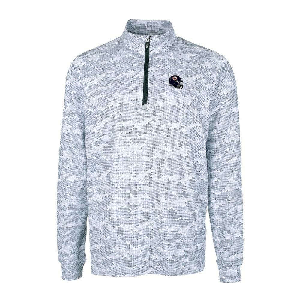 Cutter & Buck Helmet Traverse Camo Print Stretch Quarter-Zip Pullover Top - Chicago Bears