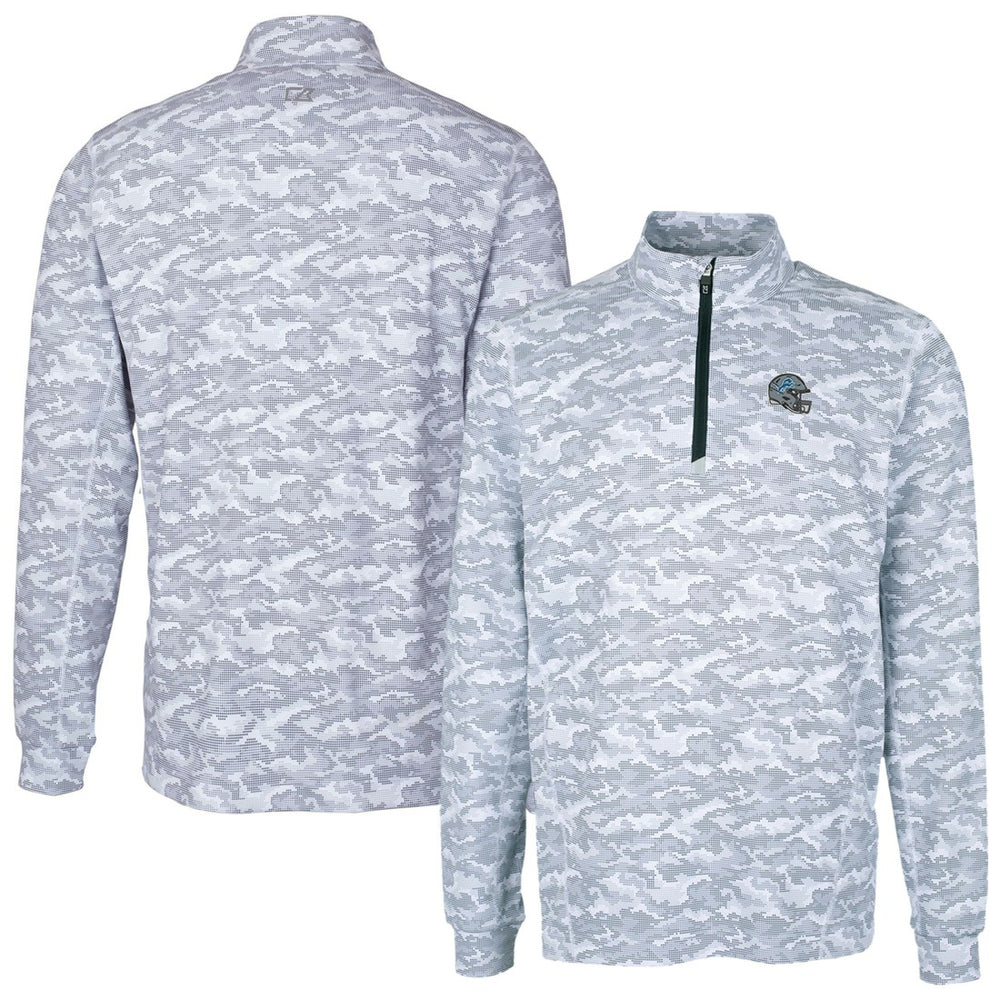 Cutter & Buck Helmet Traverse Camo Print Stretch Quarter-Zip Pullover Top - Detroit Lions