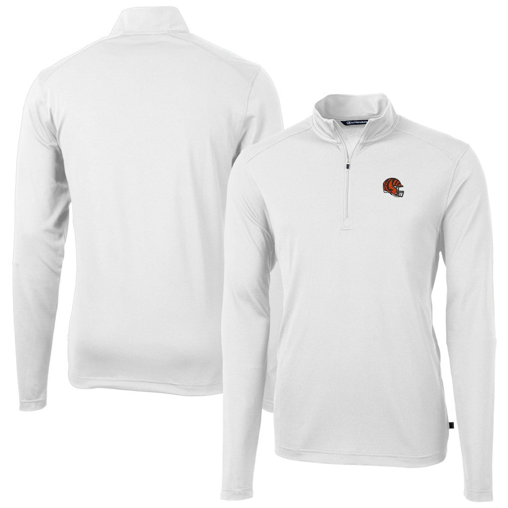Cutter & Buck Helmet Virtue Eco Pique Recycled Quarter-Zip Pullover Top - Cincinnati Bengals