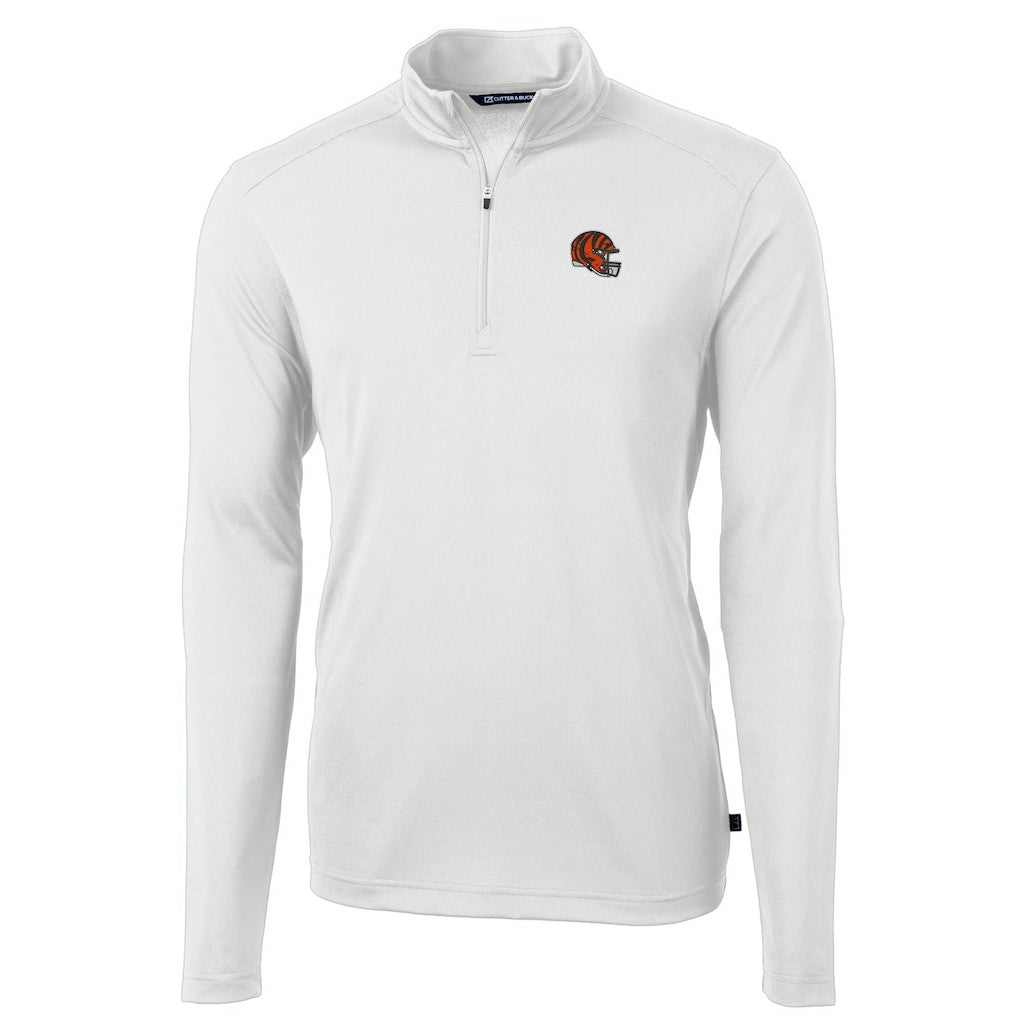 Cutter & Buck Helmet Virtue Eco Pique Recycled Quarter-Zip Pullover Top - Cincinnati Bengals