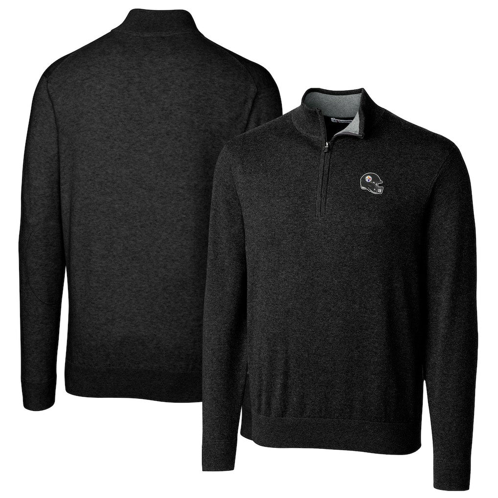 Cutter & Buck Helmet Lakemont Tri-Blend Quarter-Zip Pullover Sweater - Pittsburgh Steelers