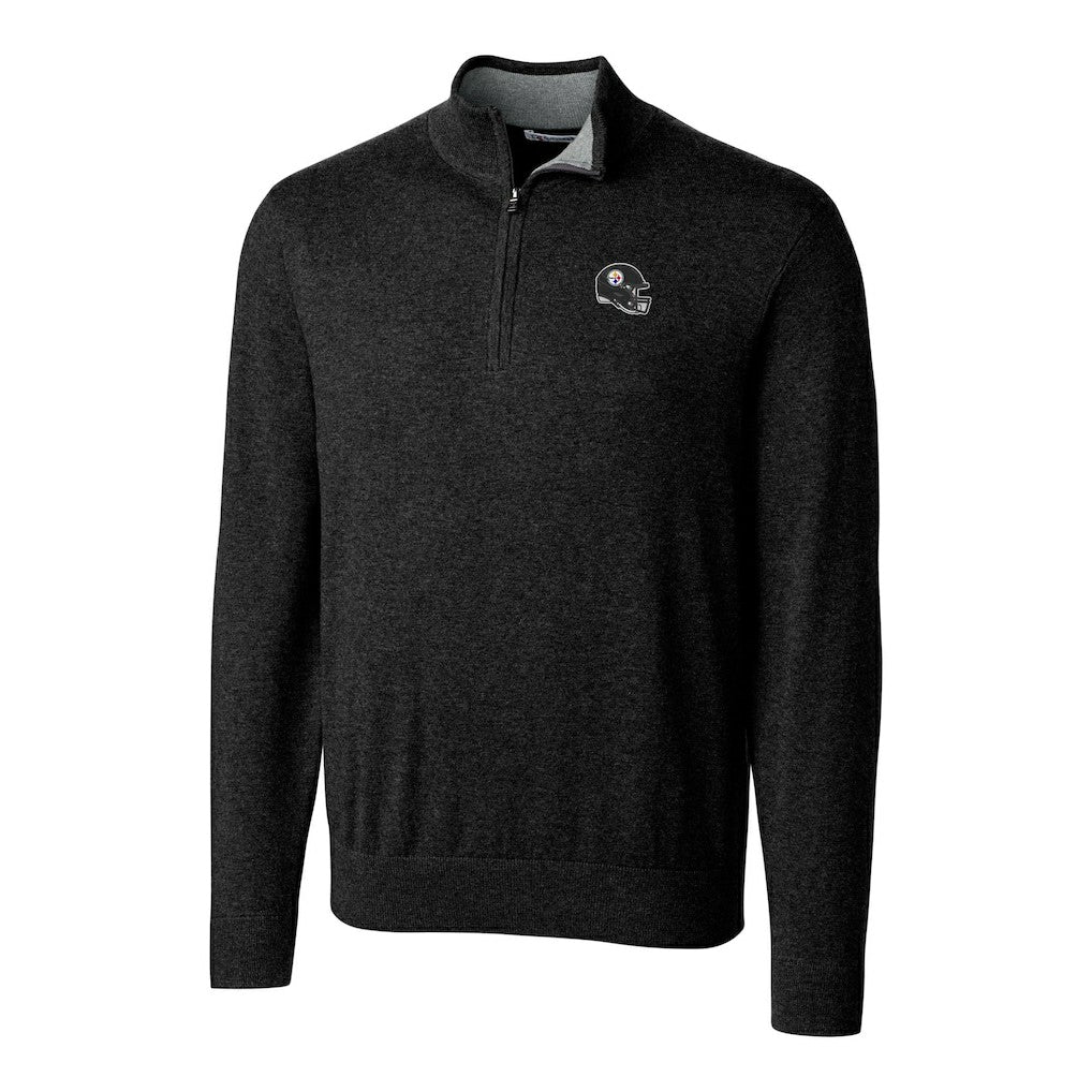Cutter & Buck Helmet Lakemont Tri-Blend Quarter-Zip Pullover Sweater - Pittsburgh Steelers