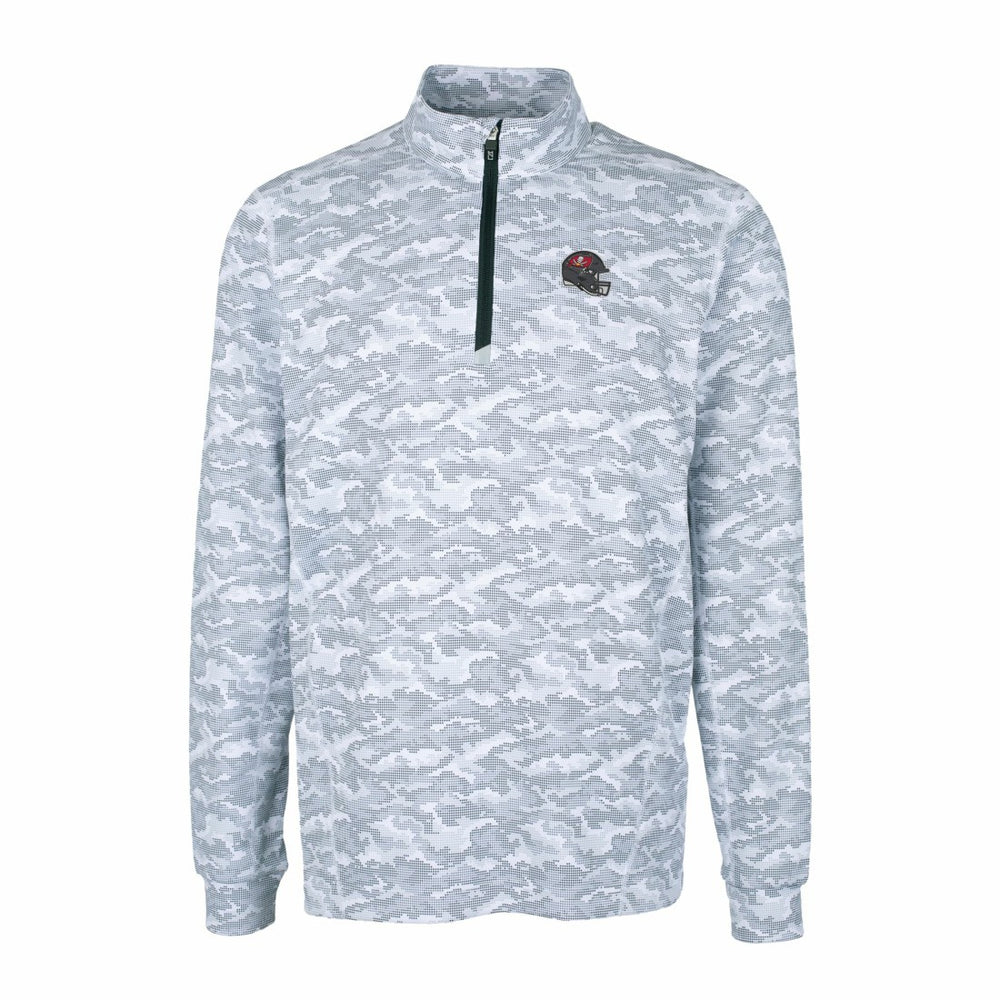 Cutter & Buck Helmet Traverse Camo Print Stretch Quarter-Zip Pullover Top - Tampa Bay Buccaneers